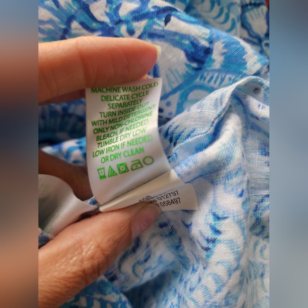 Lilly Pulitzer Jayden Mini Dress women small 100% Linen Blue/White Coastal beach - Picture 11 of 14